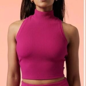 Athleta Alicia Keys Fuchsia Ribbed Cropped Top | S